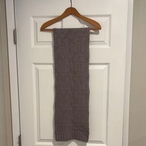 Coach Logo Cable Knit Wool Scarf Unisex Gray